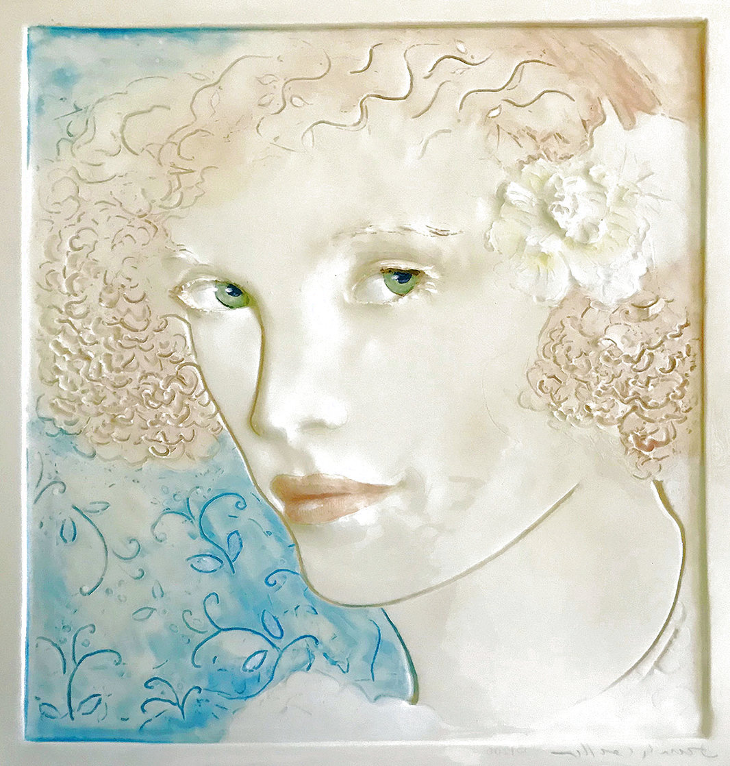 Curly-Haired Blonde Female Bust Tile 17 inches Sculpture by Frank Gallo