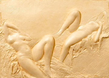 Two Reclining Female Nudes Paper Sculpture 1984 42 in - Huge Sculpture - Frank Gallo
