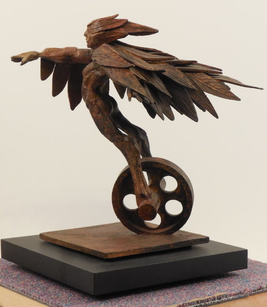 Winged Runner Unique Bronze Sculpture 9 in Sculpture by Theodore Gall