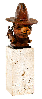Cowboy Pig Bronze Sculpture 12 in  Sculpture - Theodore Gall