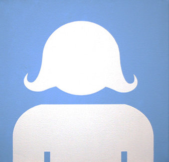 Portrait (White on Blue) Original Painting - Stephen Gamson Portrait (White on Blue) Original Painting - Stephen Gamson