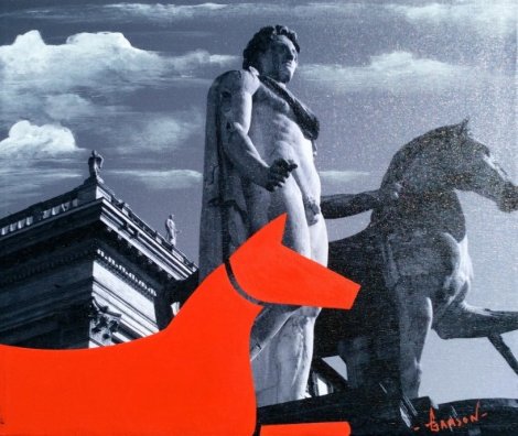 Red Horse - Italian Series 2014 16x19 Original Painting - Stephen Gamson