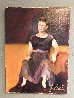 Woman in Purple Dress 1960 24x17 Early Original Painting by Jerry Garcia - 2
