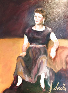 Woman in Purple Dress 1960 24x17 Original Painting - Jerry Garcia Woman in Purple Dress 1960 24x17 Original Painting - Jerry Garcia