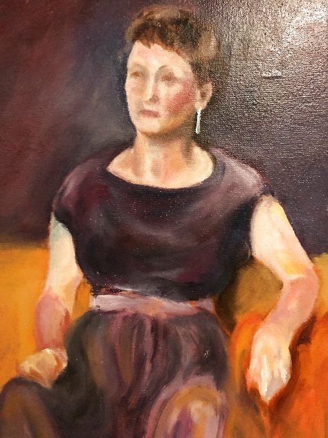 Woman in Purple Dress 1960 24x17 Early Original Painting by Jerry Garcia