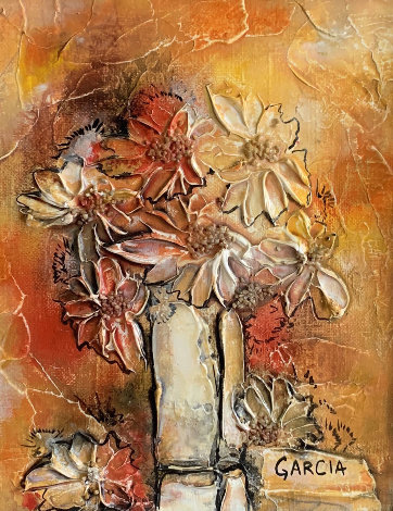 Untitled Floral Still Life 1972 10x8 Original Painting - Danny Garcia