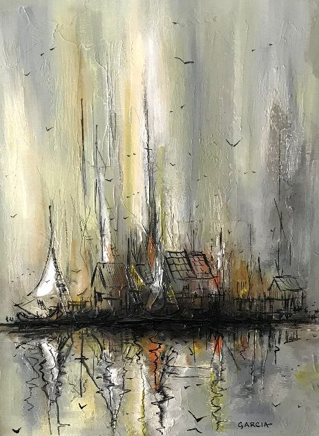 Untitled Sailboat Painting 1974 30x24 Original Painting by Danny Garcia