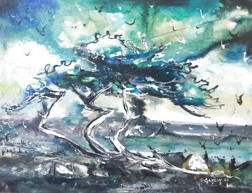 Cypress By the Sea 1969 24x30 Original Painting - Danny Garcia