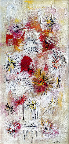 Untitled Floral 1967 31x19 Original Painting - Danny Garcia