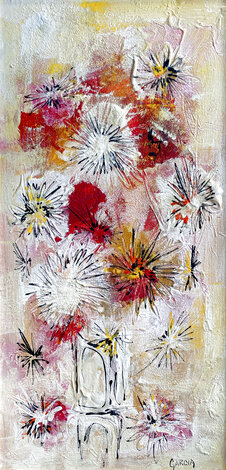 Untitled Floral Painting -  1967 31x19 Original Painting - Danny Garcia