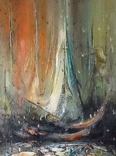 Monterey Fishing Ships 1968 24x18 Original Painting - Danny Garcia Monterey Fishing Ships 1968 24x18 Original Painting - Danny Garcia