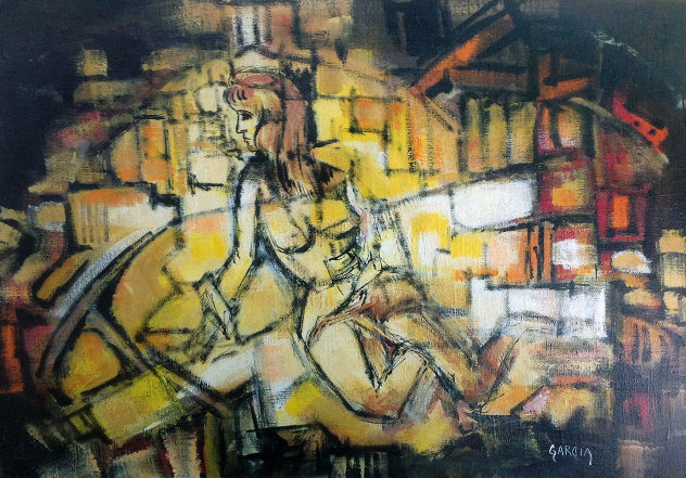 Artist Wife Nude Abstract  1968 30x23 Original Painting by Danny Garcia
