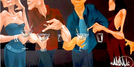 Party Scene 2003 24x48 - Huge Original Painting - David Garibaldi