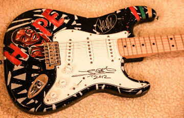 Hope Painting On Fender Stratocaster Guitar 2012 12x28 Original Painting - David Garibaldi