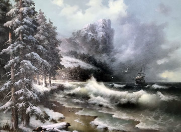 Untitled Winter Seascape 1989 35x45 Original Painting - Eugene Garin Untitled Winter Seascape 1989 35x45 Original Painting - Eugene Garin