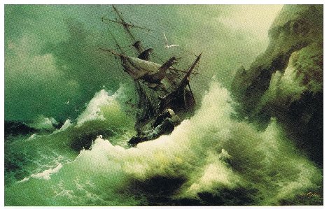 Shipwreck 1979 30x48 Original Painting - Eugene Garin