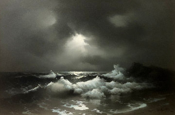 Evening Off Moss Beach 1974 30x40 Original Painting - Eugene Garin Evening Off Moss Beach 1974 30x40 Original Painting - Eugene Garin