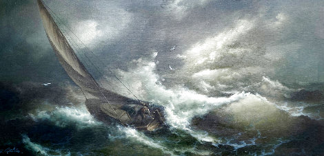 Power of the Sea 27x52 Huge Original Painting - Eugene Garin