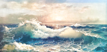 Untitled Seascape 1979 32x56 Super Huge Original Painting - Eugene Garin Untitled Seascape 1979 32x56 Super Huge Original Painting - Eugene Garin