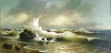 Seascape 1968 28x52 - Huge Original Painting - Eugene Garin