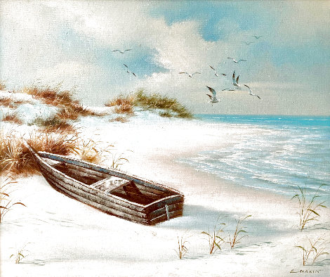 Untitled Seascape 29x25 Original Painting - Eugene Garin