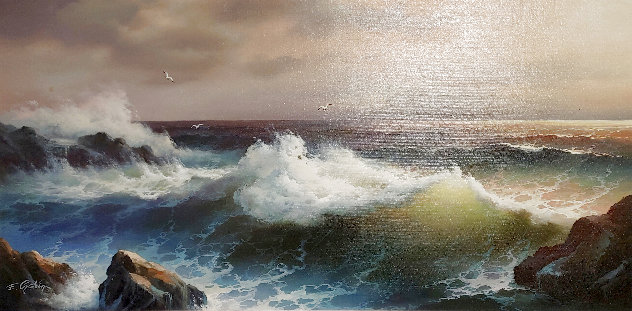 Untitled Seascape 32x56 - Huge Original Painting by Eugene Garin