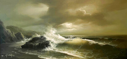 Untitled Seascape 32x56 - Huge by Eugene Garin