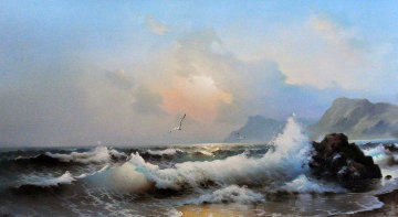 Untitled Seascape 1978 24x48 Super Huge Original Painting - Eugene Garin Untitled Seascape 1978 24x48 Super Huge Original Painting - Eugene Garin