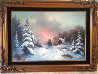 Cabin in the Snow 1970 46x34 Huge Original Painting by Eugene Garin - 1