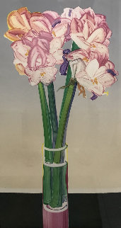 Pink Amaryllis Watercolor 1984 46x26 Huge Watercolor - Gary Bukovnik Pink Amaryllis Watercolor 1984 46x26 Huge Watercolor - Gary Bukovnik