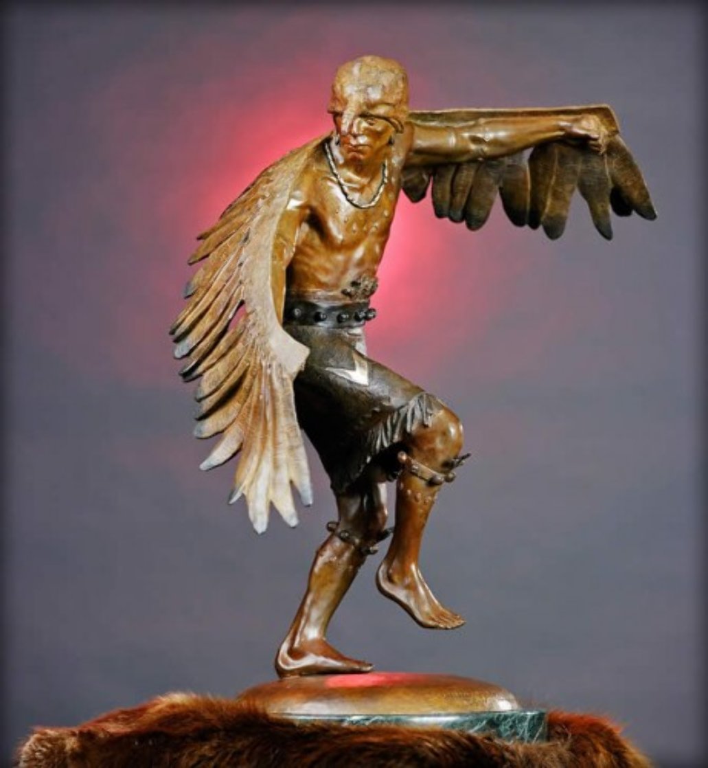 Winged Messenger Bronze Sculpture 1980 27x22 Sculpture by Gary Lee Price Winged Messenger Bronze Sculpture 1980 27x22 Sculpture by Gary Lee Price