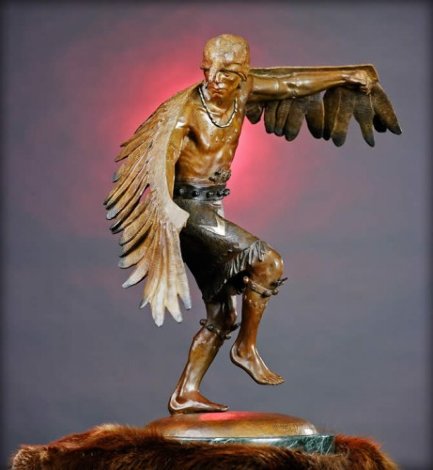 Winged Messenger Bronze Sculpture 1980 27 in Sculpture - Gary Lee Price