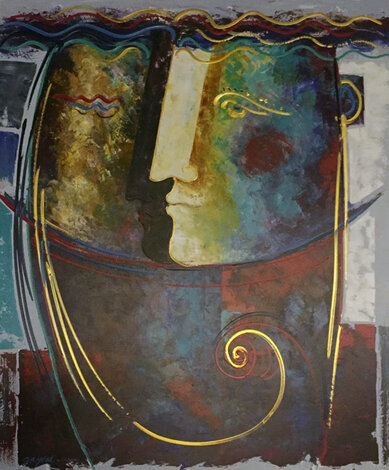 Profile of Man 2000 60x48 - Huge - Signed Twice Original Painting - Gaylord Soli  (Gaylord)