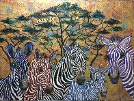 Zebras In Color 2019 36x48 Huge Original Painting by Gaylord Soli  (Gaylord) - 1