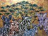 Zebras In Color 2019 36x48 Huge Original Painting by Gaylord Soli  (Gaylord) - 1