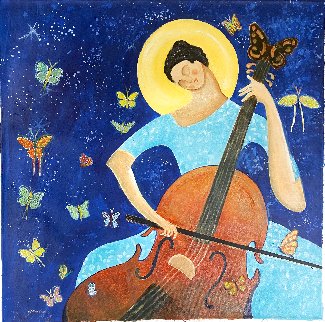 Cellist 2020 30x30 Original Painting - Gaylord Soli  (Gaylord)