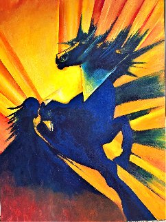 Alastor Powerful Black Horse 2020 48x36 Huge Original Painting - Gaylord Soli (Gaylord) Alastor Powerful Black Horse 2020 48x36 Huge Original Painting - Gaylord Soli (Gaylord)