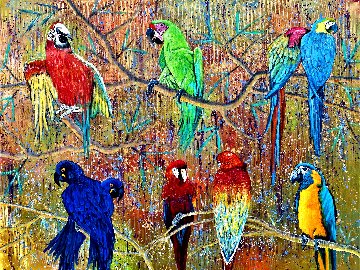 Macaw Family 2021 36x48 Huge Original Painting - Gaylord Soli (Gaylord) Macaw Family 2021 36x48 Huge Original Painting - Gaylord Soli (Gaylord)
