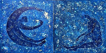 Future is in the Stars Diptych 2022 36x72 - Huge Mural Sized Original Painting - Gaylord Soli  (Gaylord)