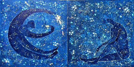 Future is in the Stars Diptych 2022 36x72 - Huge Mural Sized Original Painting - Gaylord Soli  (Gaylord)