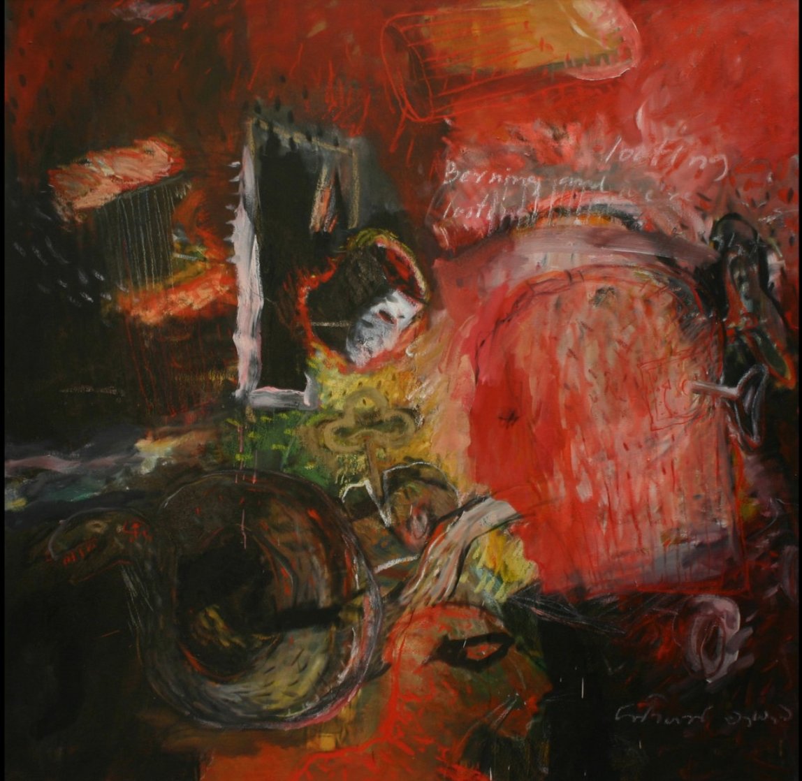 Burning And the Looting 2005 48x48 Super Huge Original Painting by Geeth Kudaligamage Burning And the Looting 2005 48x48 Super Huge Original Painting by Geeth Kudaligamage