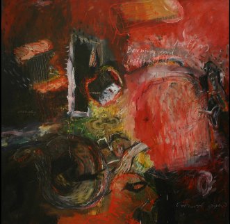 Burning And the Looting 2005 48x48 Original Painting - Geeth Kudaligamage Burning And the Looting 2005 48x48 Original Painting - Geeth Kudaligamage