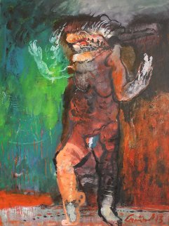 Man Exposes His Victoria's Secrets 2013 40x30 Huge Original Painting - Geeth Kudaligamage Man Exposes His Victoria's Secrets 2013 40x30 Huge Original Painting - Geeth Kudaligamage