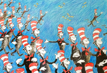 Singing Cats and Large Hat Puppet Limited Edition Print - Dr. Seuss Singing Cats and Large Hat Puppet Limited Edition Print - Dr. Seuss