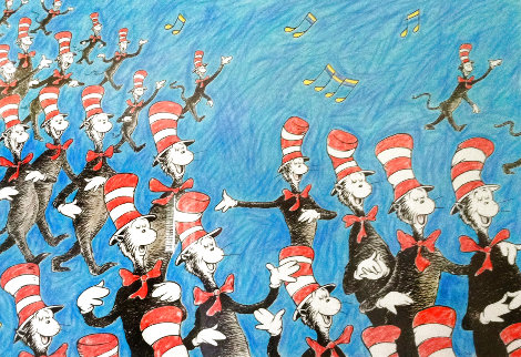 Singing Cats and Large Hat Puppet Limited Edition Print - Dr. Seuss