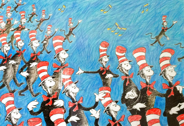 Singing Cats and Large Hat Puppet Limited Edition Print by Dr. Seuss