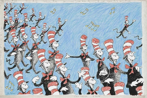 Singing Cats  2002 - Huge Limited Edition Print - Dr. Seuss
