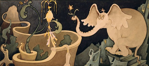 Elephant Presenting a Flower to Bird 1998 Limited Edition Print - Dr. Seuss Elephant Presenting a Flower to Bird 1998 Limited Edition Print - Dr. Seuss