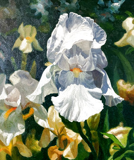 White Iris 1997 30x40 - Huge Original Painting - Michael Gerry