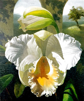 Orchid With Arches 2005 30x40 Huge Original Painting - Michael Gerry